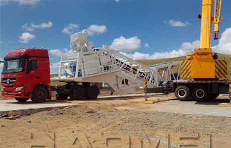 60M3/H mobile Concrete batching Plant in Uzbekistan